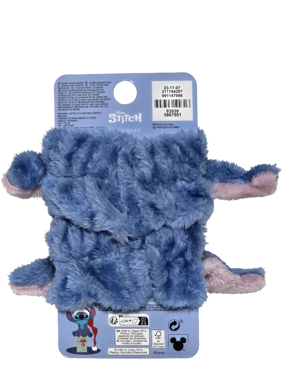 Disney Stitch Wrist Wash Bands Plush Spa Sweatbands Primark NWT - Picture 2 of 3